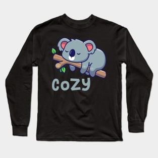 Cute Cozy Koala Sleeping On Tree Long Sleeve T-Shirt